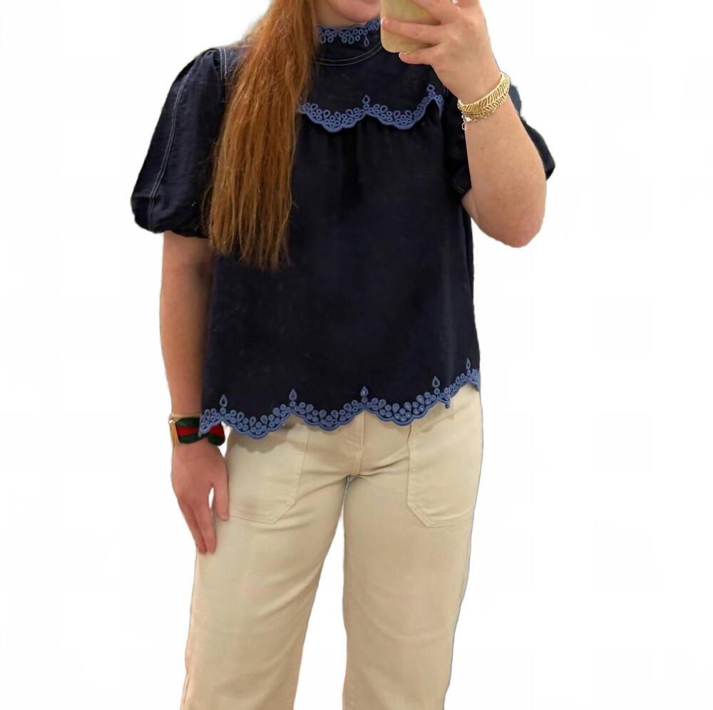 NEW ENTRO women's kensington top in blue